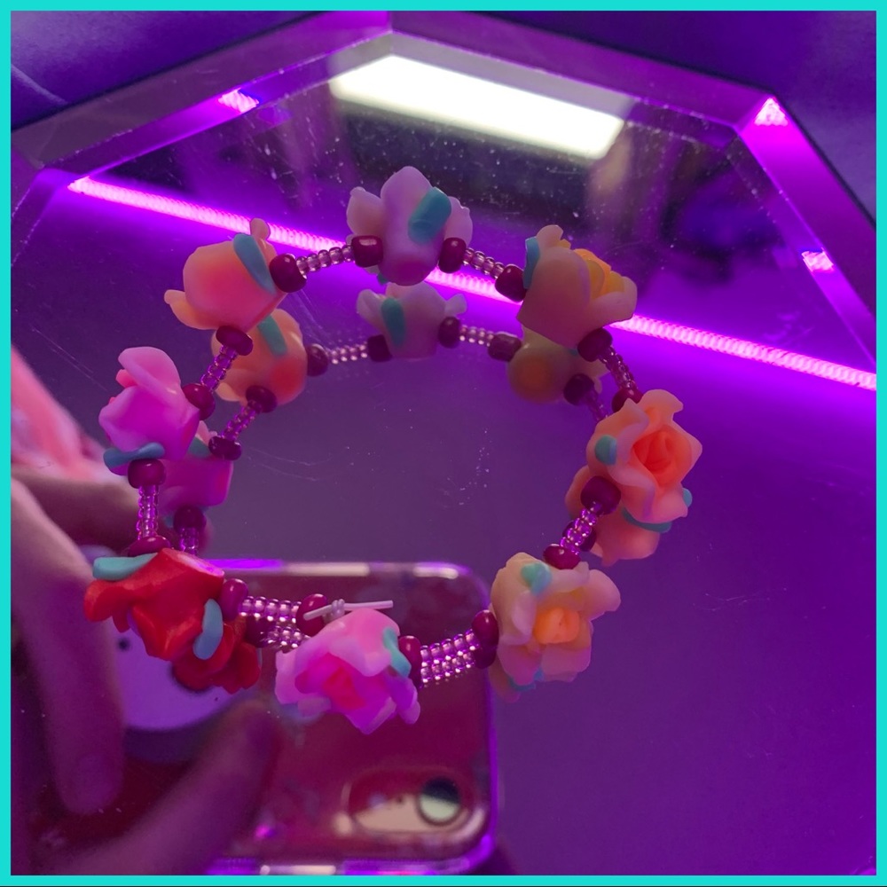 Handmade warm colored rose bracelet
